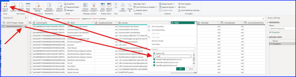 Filter Null Values