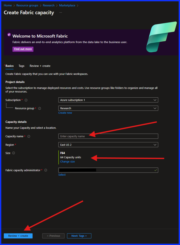 Create Fabric Capacity