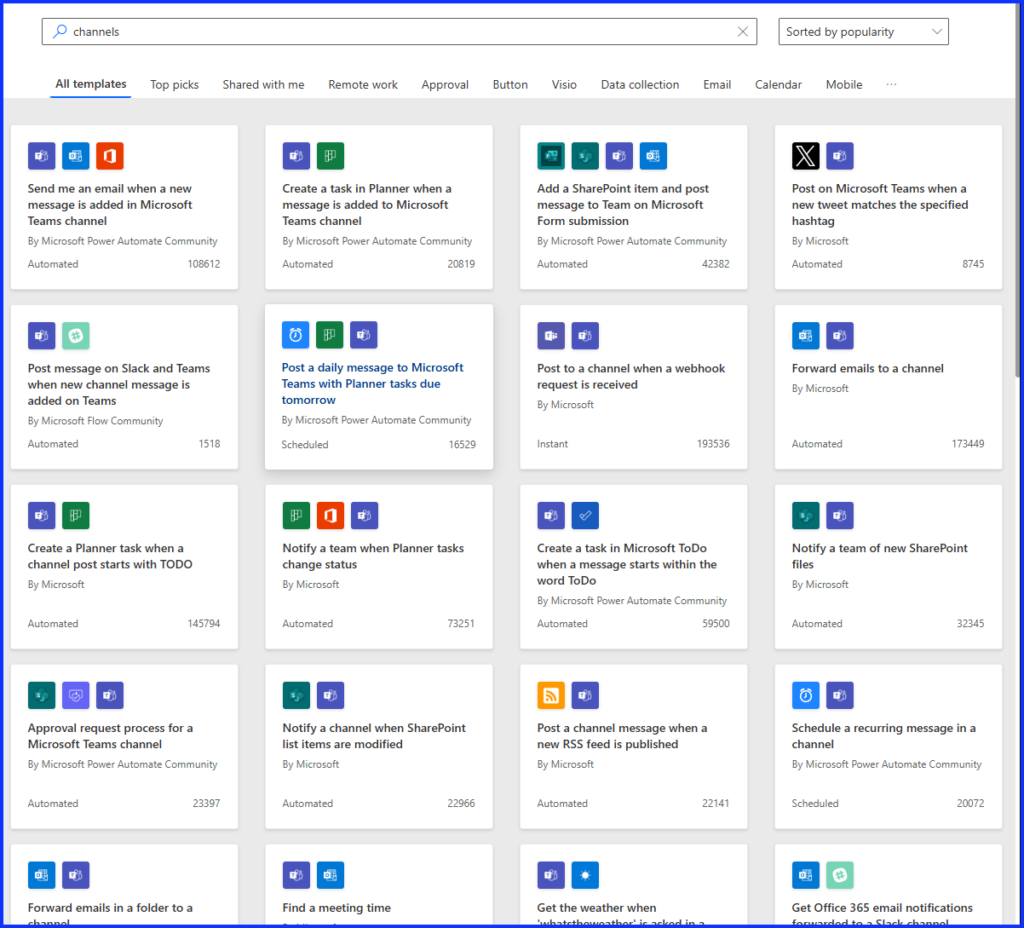 Power Automate Channel Workflows