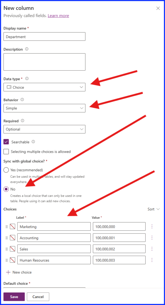 Choice Data Type